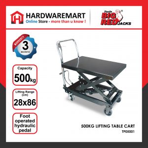 BIGRED 500KGS Hydraulic Lifting Table Cart with Foot Pedal Garage Automotive Repair car meja mengangkat kereta kenderaan