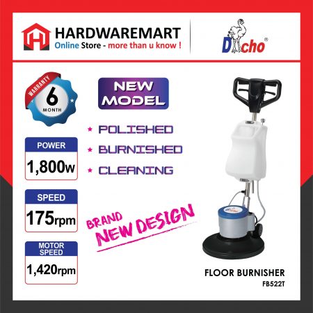 DACHO Heavy Duty FLOOR BURNISHER Multi functional Floor Polisher Floor Brusher 17inch Manual Scrubber (1.5HP/1800W)