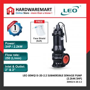 LEO 50WQ15-20-2.2 SUBMERSIBLE SEWAGE PUMP Pam Air Kumbahan [3 PHASE] (2.2kW/3HP)