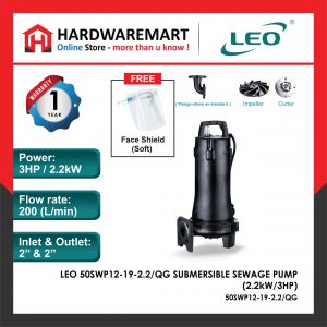 LEO 50SWP12-19-2.2/QG SUBMERSIBLE SEWAGE PUMP Pam Air Kumbahan [3 PHASE] (2.2kW/3HP)
