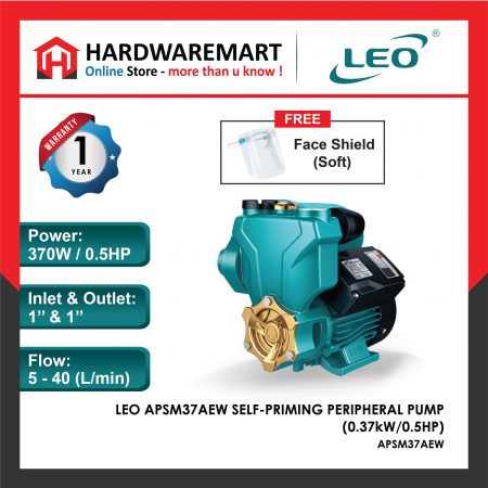 LEO APSM37AEW SELF-PRIMING PERIPHERAL PAMP Pam Air Rumah Kolam [1 PHASE] (0.37kW/0.5HP)