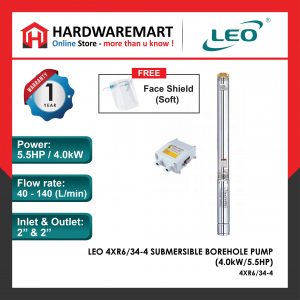 LEO 4XR6/34-4 SUBMERSIBLE BOREHOLE PUMP PLANTATION Pam Air Perladangan [3 PHASE] (4.0kW/5.5HP)