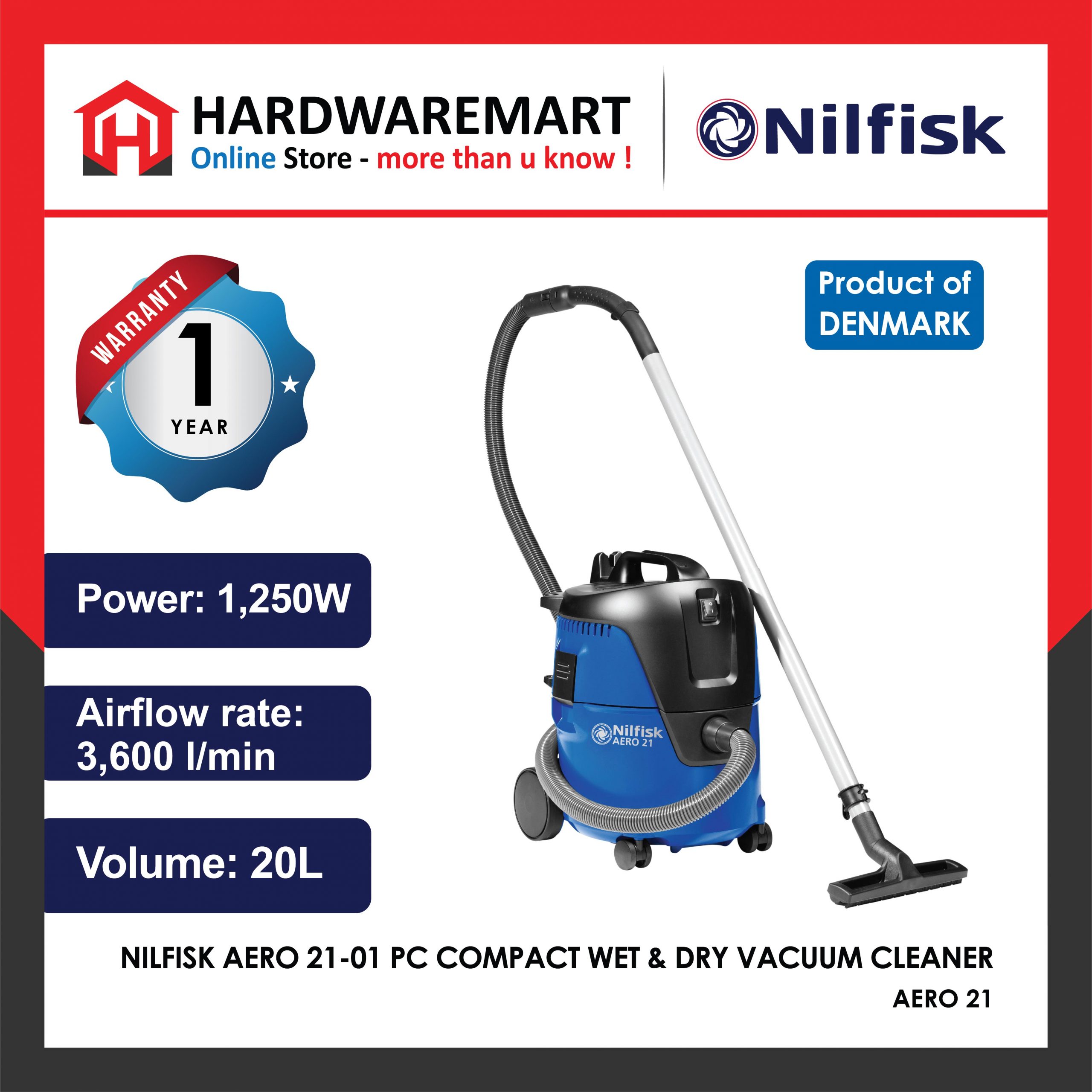 Nilfisk Aero 21 Industrial Wet and Dry Vacuum Cleaner