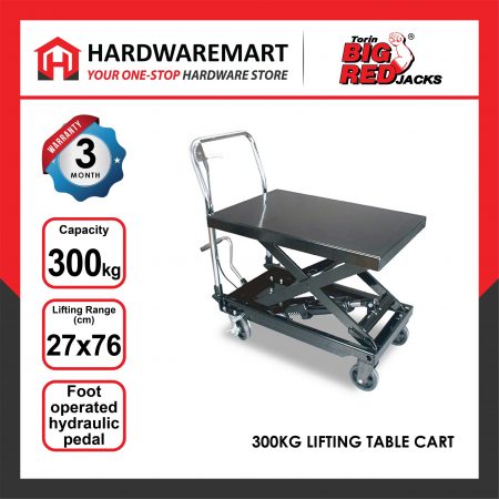 BIGRED 300KGS Hydraulic Table Truck Lift Trolley Lifting Cart with Foot Pedal Repair car meja mengangkat kereta