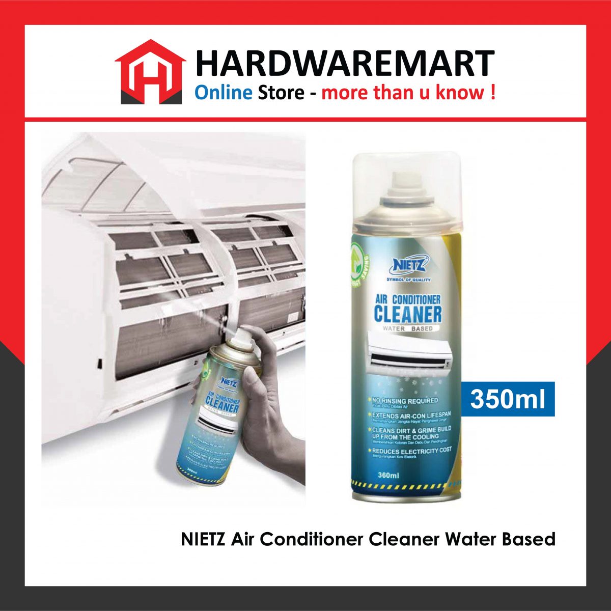 NIETZ AIRCOND AIR CONDITIONER CLEANER WATER BASED Coil Cleaning cuci