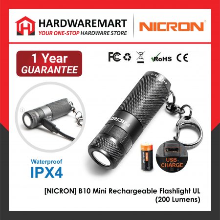 [NICRON] B10 Mini Rechargeable Flashlight UL 迷你充电型电筒 ((200Lumens))