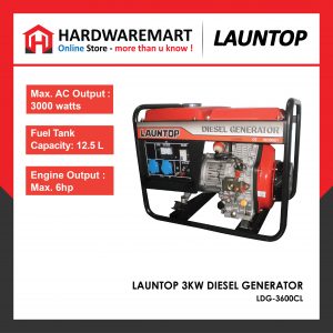 LAUNTOP 3KW HEAVY DUTY DIESEL GENERATOR (LDG-3600CL) ENGINE PENJANA ENJIN
