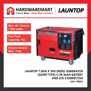 LAUNTOP 3KW HEAVY DUTY DIESEL GENERATOR (LDG-3600CL) ENGINE PENJANA ENJIN