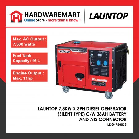 LAUNTOP 3KW HEAVY DUTY DIESEL GENERATOR (LDG-3600CL) ENGINE PENJANA ENJIN
