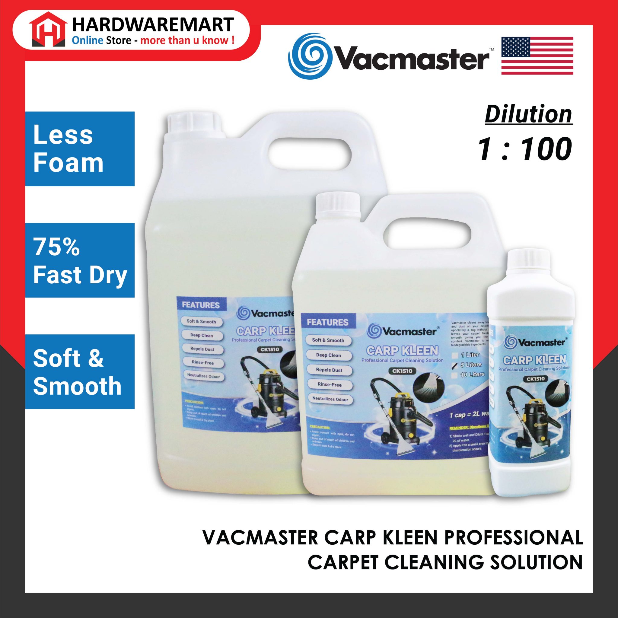 VACMASTER CARP KLEEN CARPET CLEANING SOLUTION carpet shampoo sofa