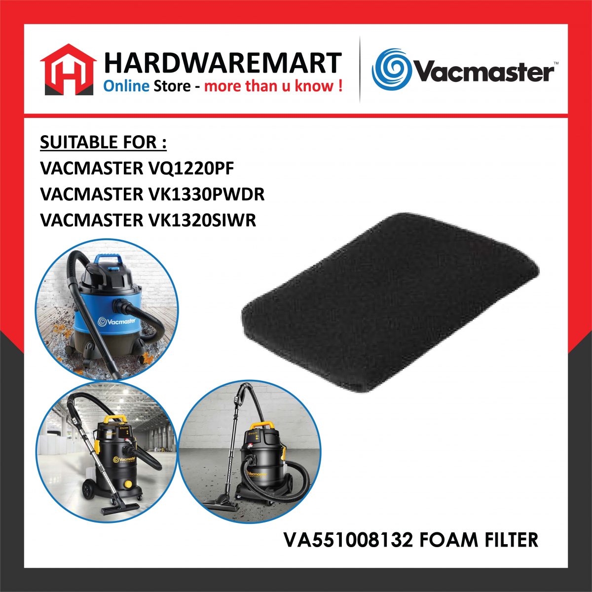 [Vacmaster Sparepart] Vacuum Cleaner Foam Filter Va551008132