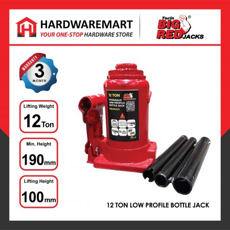 BIGRED 12 TON Low Profile Hydraulic Bottle Jack Lifting Stand Emergency Vehicle Tool/Jek Hidraulik 千斤顶