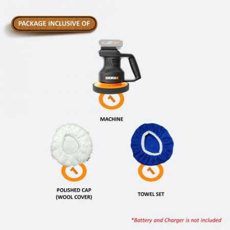 [WORX DIY TOOLS]WX858.9 178MM 20V Cordless Electric Polisher and Power Share Technology - MultipleUse with soft grip