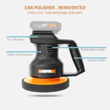 [WORX DIY TOOLS]WX858.9 178MM 20V Cordless Electric Polisher and Power Share Technology - MultipleUse with soft grip