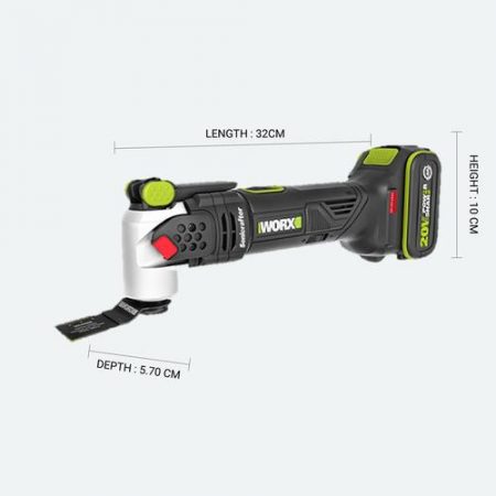 [WORX PROFESSIONAL] WU690.1 20V 2.0Ah BL Brushless Universal Hyperlock Oscillating Multi-tool - Cut, Saw, Scrap, Polish