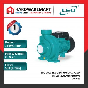 LEO AC75B2 CENTRIFUGAL PUMP Pam Air Rumah Kolam [3 PHASE] (750W/500LMIN/50MM)
