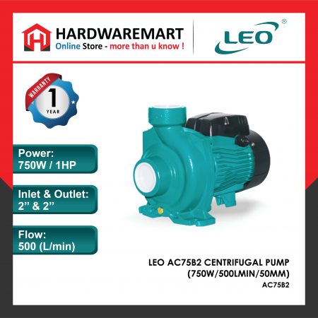 LEO AC75B2 CENTRIFUGAL PUMP Pam Air Rumah Kolam [3 PHASE] (750W/500LMIN/50MM)