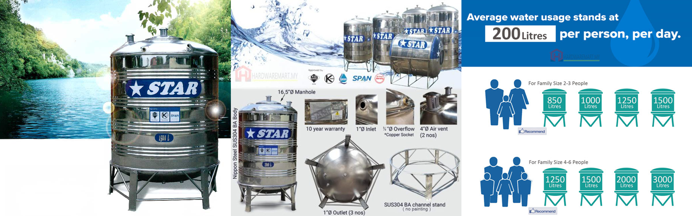 Star water tanks available in different sizes and shape