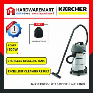 KARCHER NT 38/1 WET & DRY VACUUM CLEANER (1500W/38L/227MBAR)