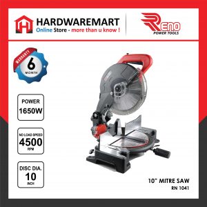 RENO RN1041 10” Mitre Saw Wood Working Aluminum Angle Cutting Miter Saw Mesin Potong Kayu 铝材木材角度切割机 1650W 4500RPM