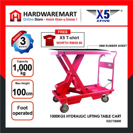 X5 1000KGS Hydraulic Table Truck Lift Trolley Lifting Cart with Foot Pedal Repair car meja mengangkat kereta