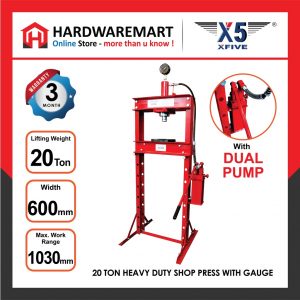X5 20 TON SHOP PRESS WITH GAUGE (DUAL PUMP)