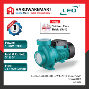 LEO AC150B3 HIGH FLOW CENTRIFUGAL PUMP Pam Air Rumah Kolam [3 PHASE] (1.5kW/2HP)