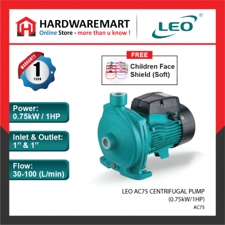 LEO AC75 CENTRIFUGAL PUMP Pam Air Rumah Kolam [3 PHASE] (0.75kW/1HP)