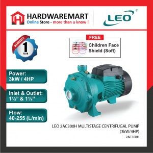 LEO 2AC300H MULTISTAGE CENTRIFUGAL PUMP Pam Air Rumah Kolam [3 PHASE] (3kW/4HP)