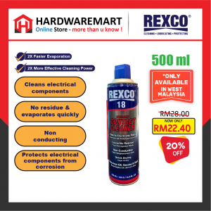 REXCO 18 SPECIALIST CONTACT CLEANER ELETRONIC COMPONENT CPU ELEKTRIK PEMBERSIH SPRAY 500ML