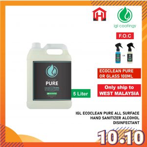 IGL Ecoclean PURE Disinfectant Spray Sanitizer 100ml 500ml 5L Multipurpose Safe Skin 75% Alcohol Cucumber Extract pembasmi kuman