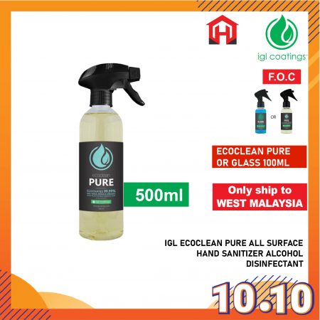 IGL Ecoclean PURE Disinfectant Spray Sanitizer 100ml 500ml 5L Multipurpose Safe Skin 75% Alcohol Cucumber Extract pembasmi kuman