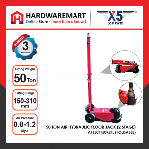 X5 50 TON LOW PROFILE AIR HYDRAULIC FLOOR JACK LIFTING 2-STAGE RANGE: 150 - 310MM (FOLDABLE)