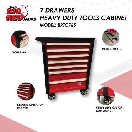 BIGRED Lockable Drawer Tool Trolley Lockable Tools Cabinet Cart Shelf Storage Wheel Berkunci Kabinet Laci Roda without Tools