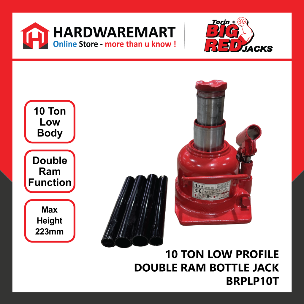 Bigred Professional 10 Ton Heavy Duty Low Double Ram Bottle Jack