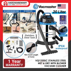 [SIRIM] VACMASTER 20L STAINLESS STEEL WET/DRY Multi-purpose VACUUM CLEANER vakum carwash– VQ1220SC
