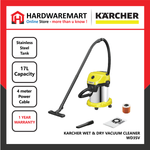 KARCHER WD3SV PREMIUM WET & DRY MULTIPURPOSE VACUUM CLEANER (1000W/17L)