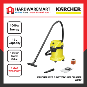 KARCHER WD3 WET & DRY MULTIPURPOSE VACUUM CLEANER (1000W/17L)
