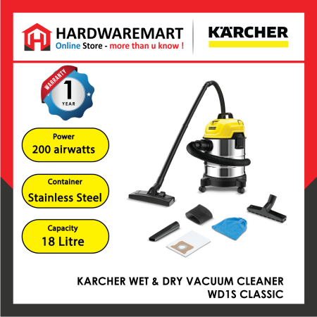 KARCHER WD1S STAINLESS STEEL TANK VACUUM CLEANER