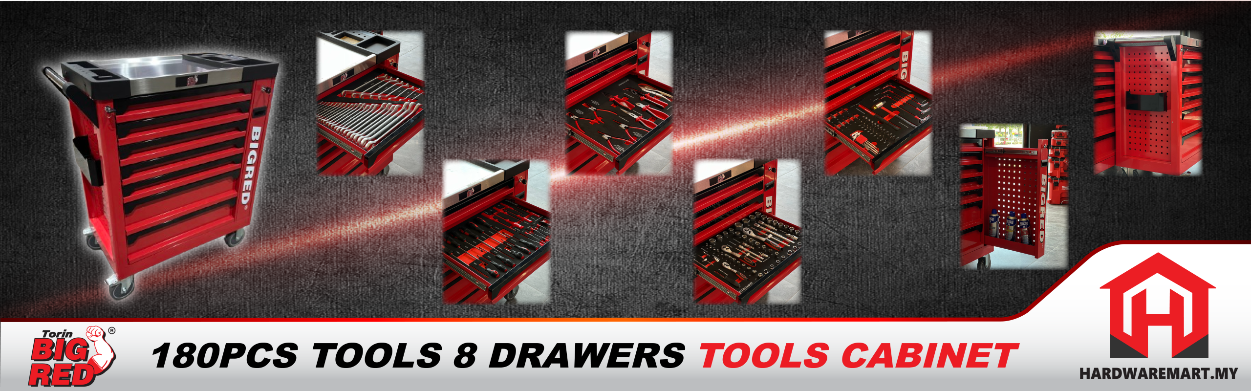 Maximize Your Workshop Efficiency with the BIGRED 8 Drawer 180PCS Tools Cabinet