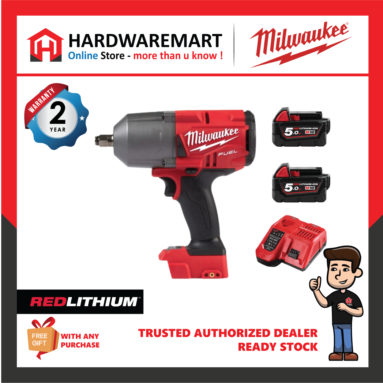 Milwaukee M18 FHIWF12 Fuel 1/2″ High Torque Impact Wrench 1898NM
