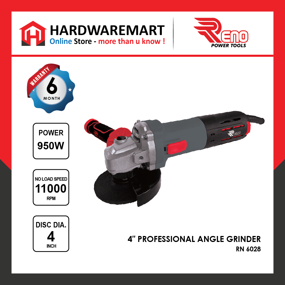 RENO 4" Multipurpose Angle Grinder Cutting Polisher Mesin pengisar pemotong sudut RN6028 950W 11000RPM