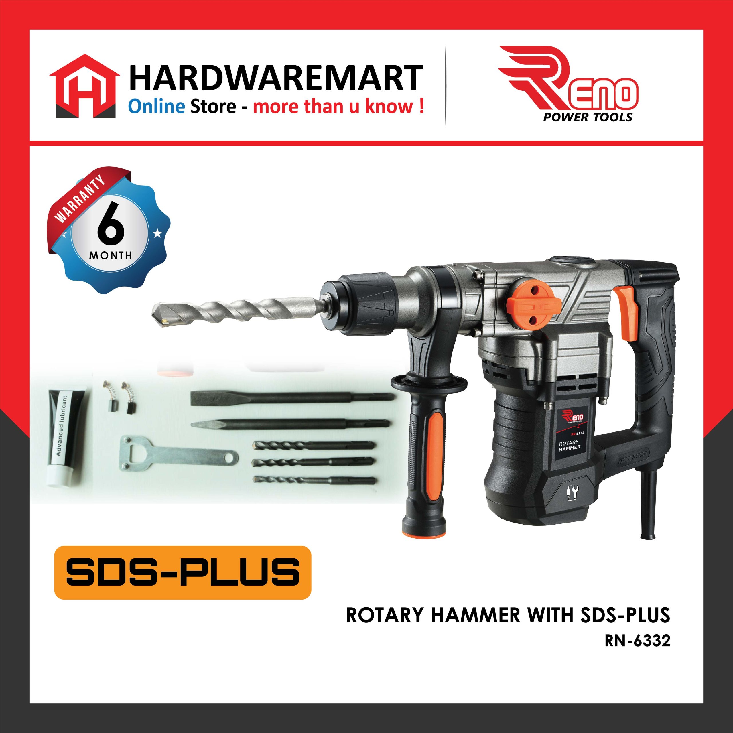 RENO Electric Rotary Hammer Drill Concrete SDS-PLUS mesin gerudi elektrik dinding 墙壁电钻 1100W