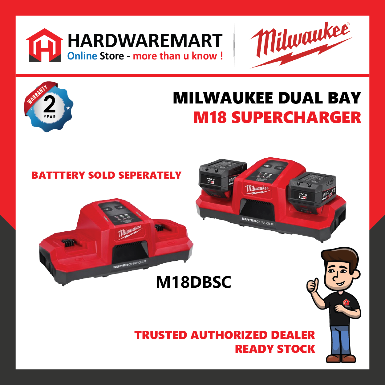 MILWAUKEE M18 DUAL BAY FAST CHARGER