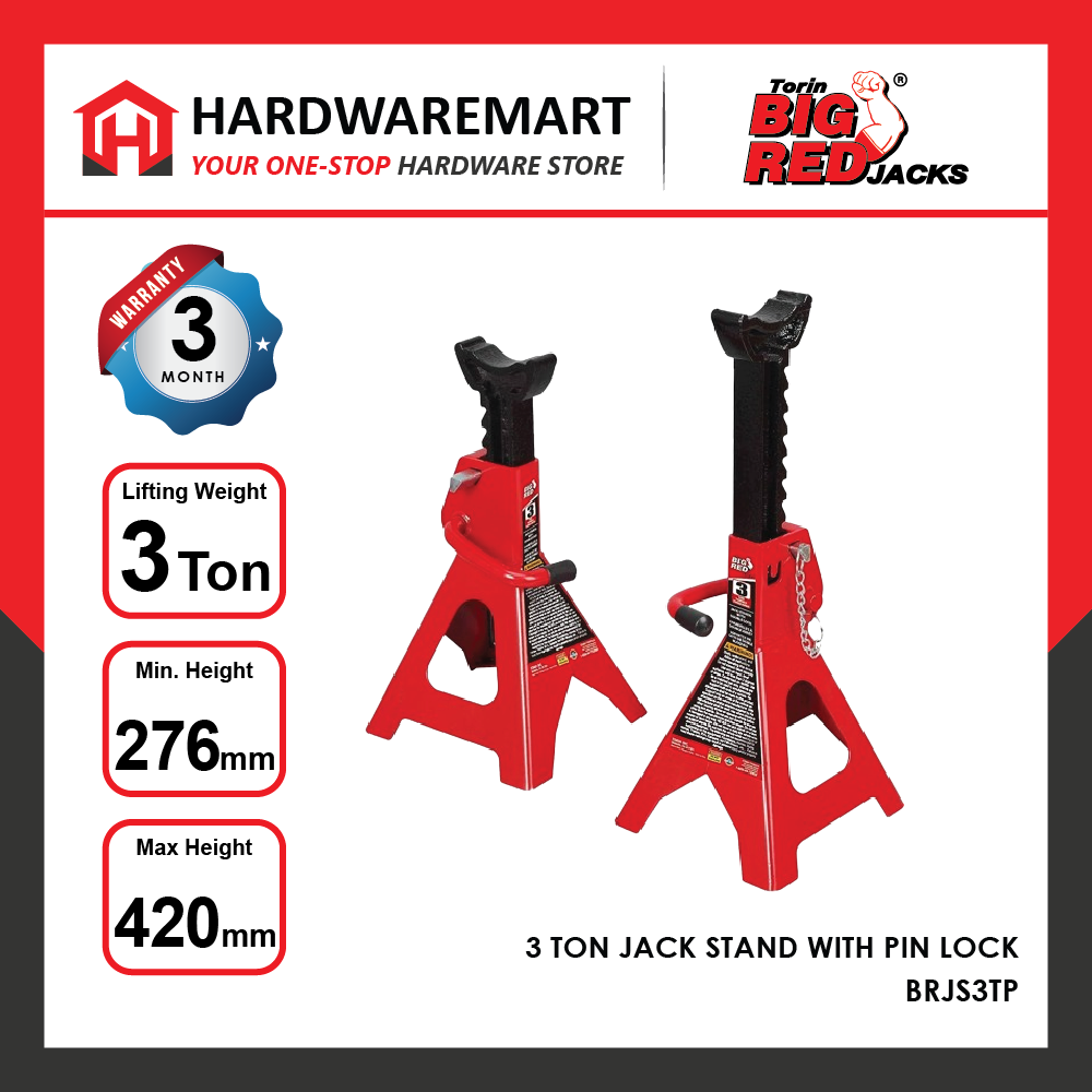 BIGRED 3 TON Jack Stand Car Heavy Duty Strong Automotive Garage Porch Repair Equipment Kereta Kenderaan 千斤顶支架 (PAIR)