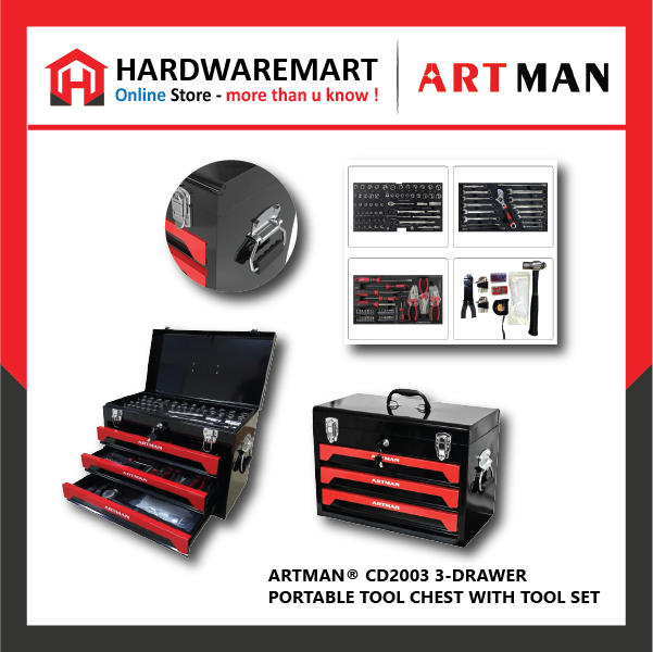 ARTMAN CD2003T PORTABLE TOOL CHEST WITH 88PC TOOL SET