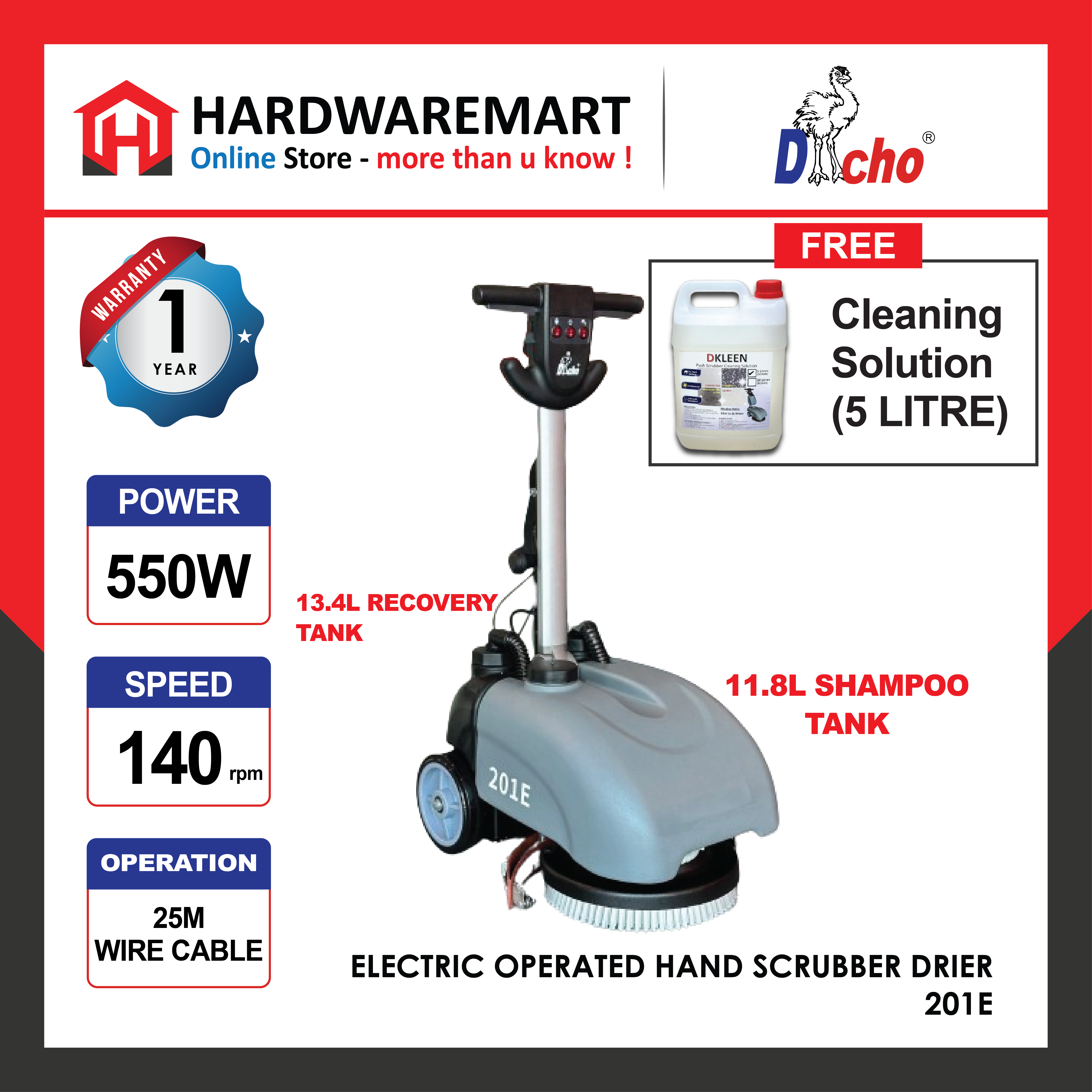 DACHO ELECTRIC OPERATED HAND SCRUBBER DRIER 201E