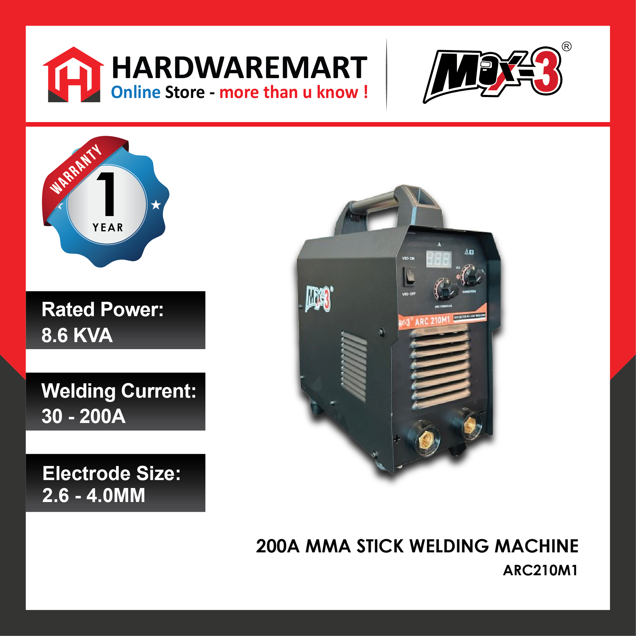 MAX-3 *200A MMA STICK WELDING MACHINE ARC210M1