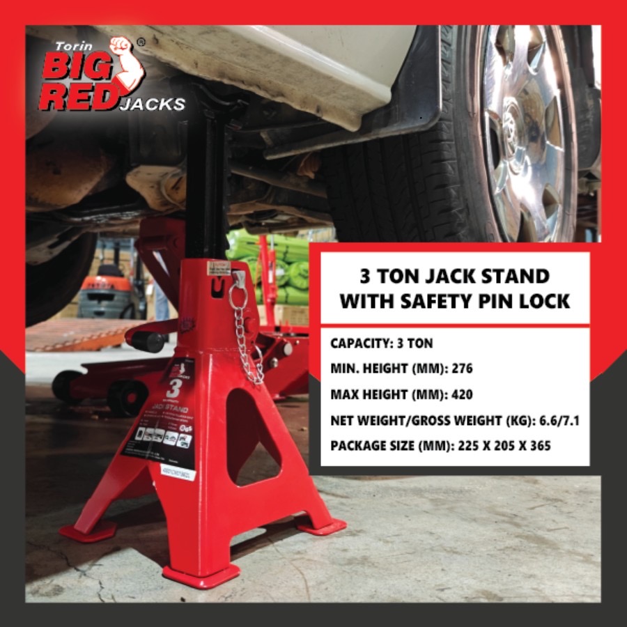 BIGRED 3 Ton Jack Stand with Safety Pin: The Ultimate Vehicle Support Solution